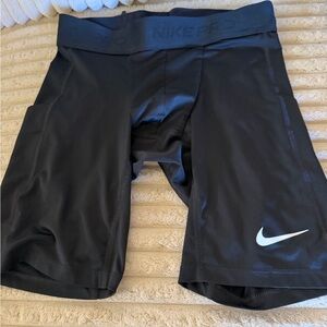 Nike Black Compression Shorts with White Swoosh